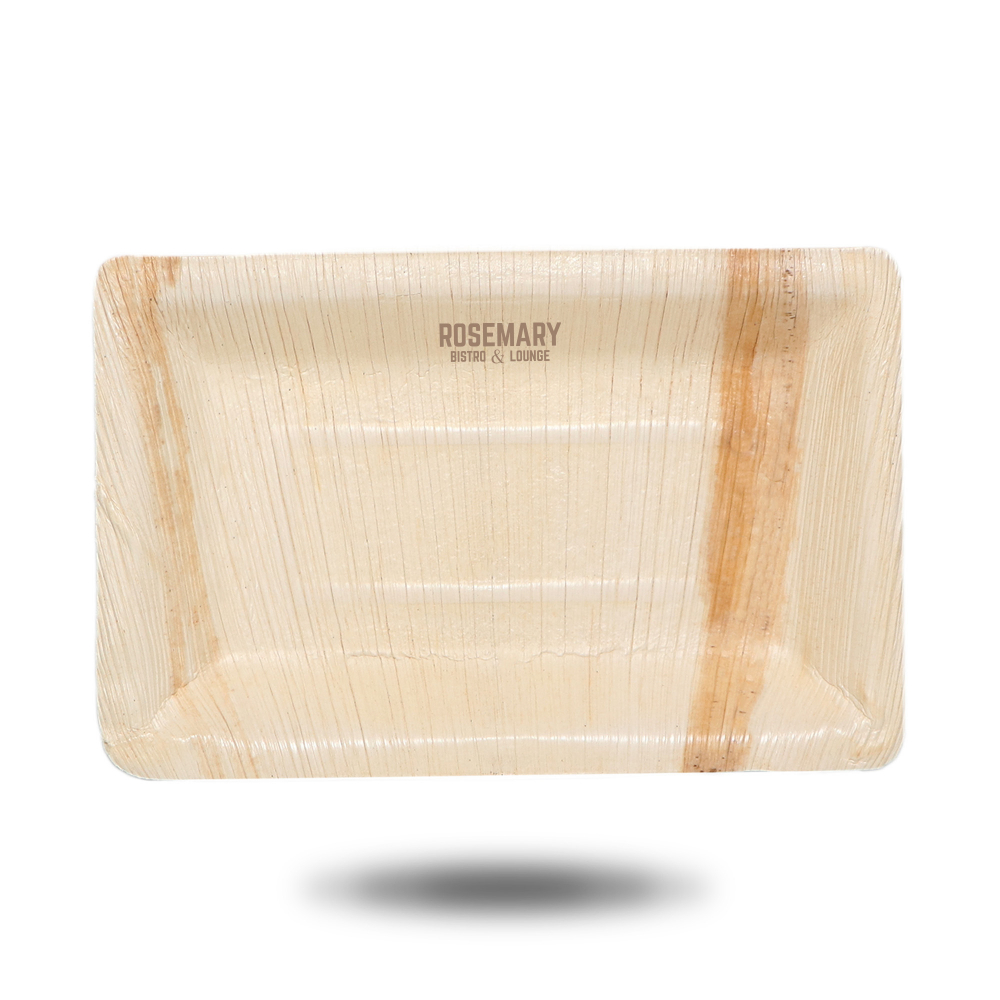 Plateau rectangulaire en feuilles de palmier (15x25cm)