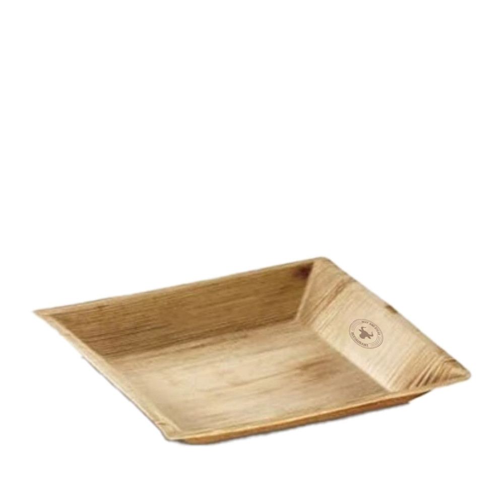 Plateau carré à feuilles de palmier (17.5x17.5cm)
