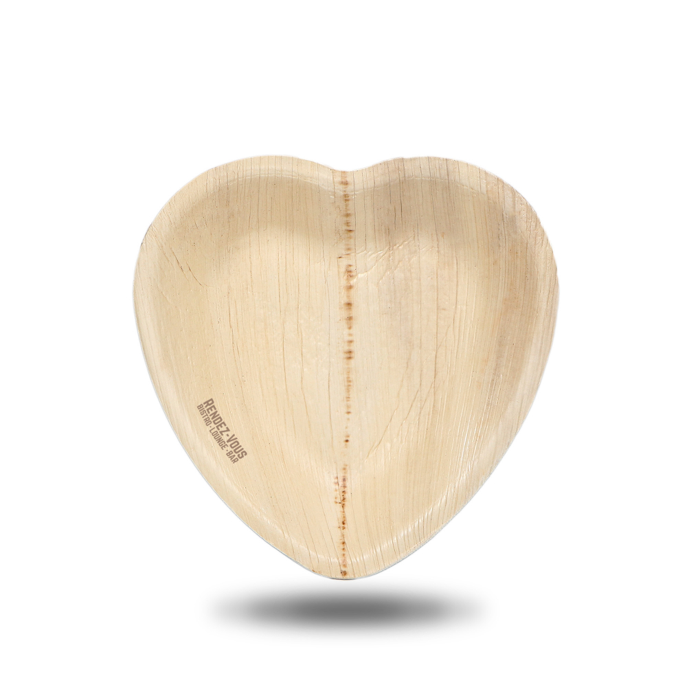 Assiette à feuilles de palmier en forme de coeur (16cm)