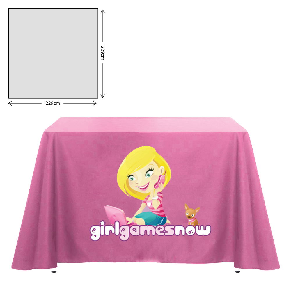 Nappe en tissu de qualité supérieure - carrée - 229x229cm (table de 3 pieds - retombée totale)