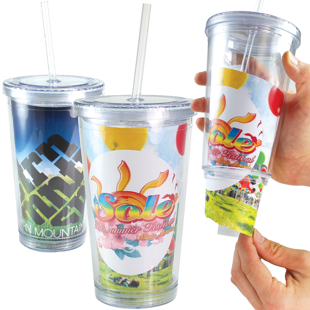 Gobelet de voyage à paille avec insert en papier (455ml/16oz)